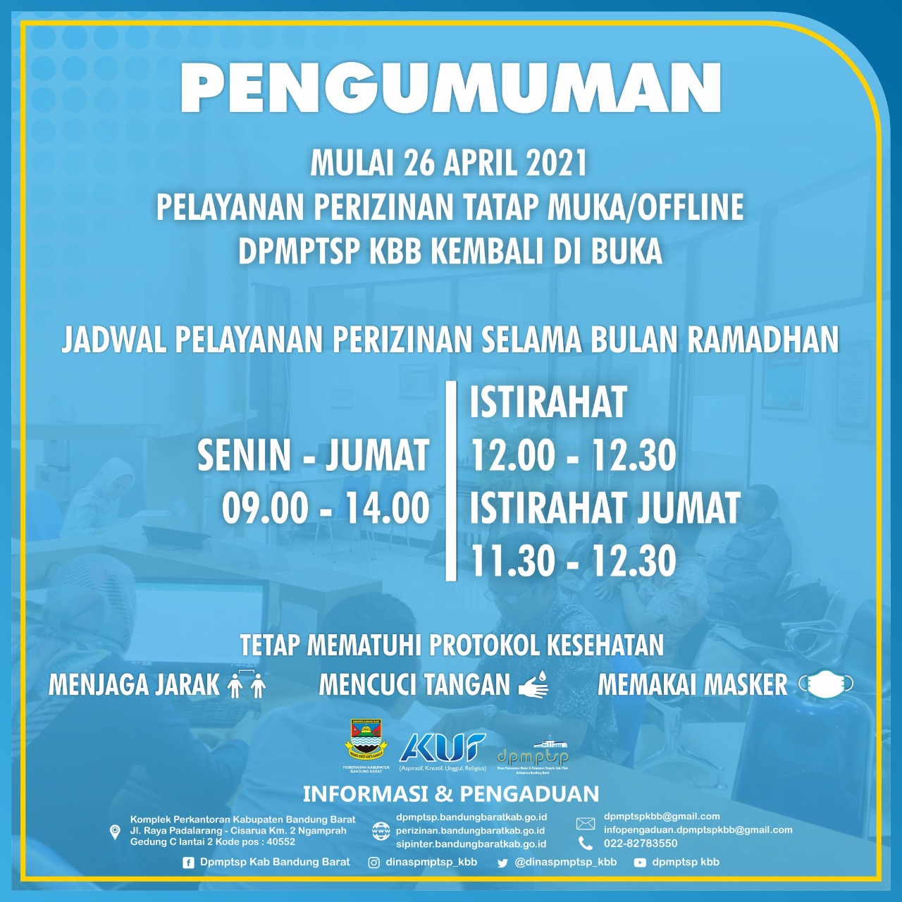 >Halo kami dari DPMPTSP Kab Bandung Barat mau menyampaikan kabar gembira